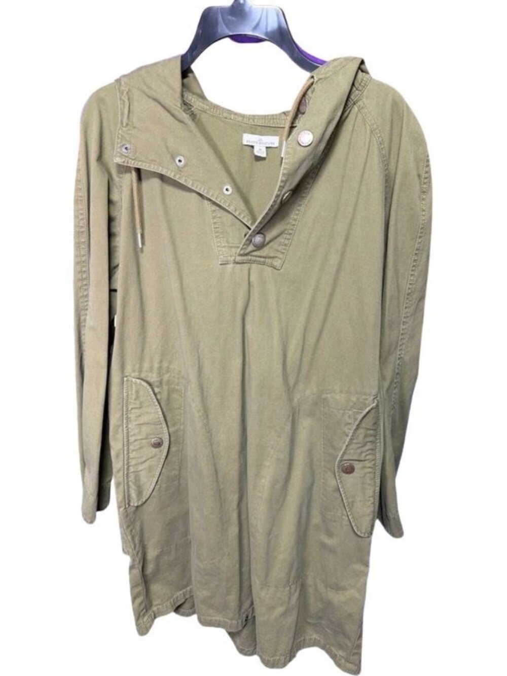 LL Bean Signature Army Green Hooded Fall Tunic Dress Womens Size Medium US 8